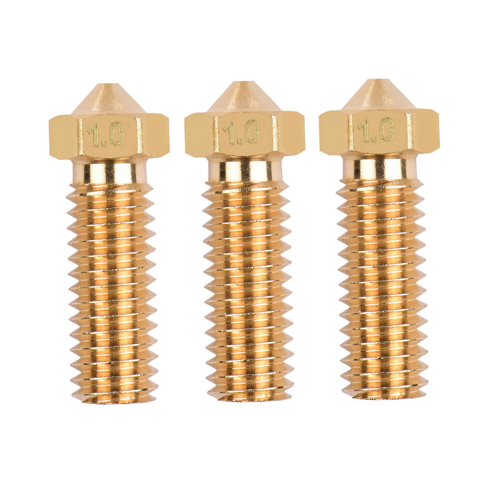 3pcs 3d Printer Extruder Brass Volcano Nozzle M6 Thread Printer Head 1.0mm Output For Sidewinder X1 Tevo Little Monster 1.75mm Filament Grey 1.0mm