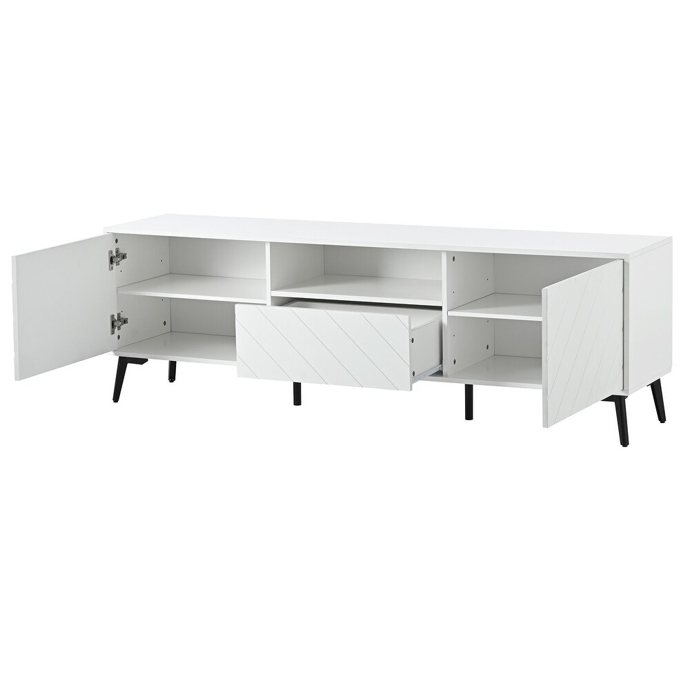 White Modern TV Stand Living Room Media Cabinets for TV Up to 70\