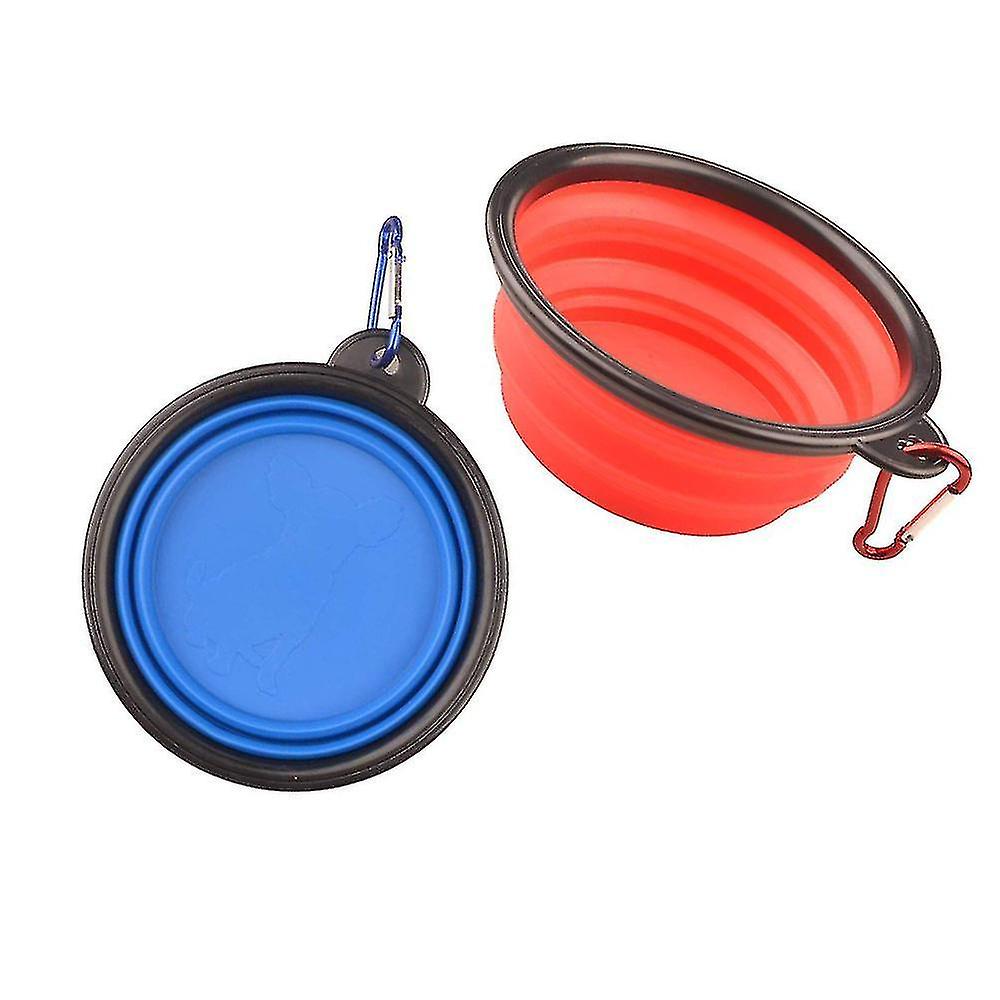 2 Pcs Collapsible Dog Bowls， Travel Dog Cat Water Bowl Portable Foldable Food Dishes With Carabiner