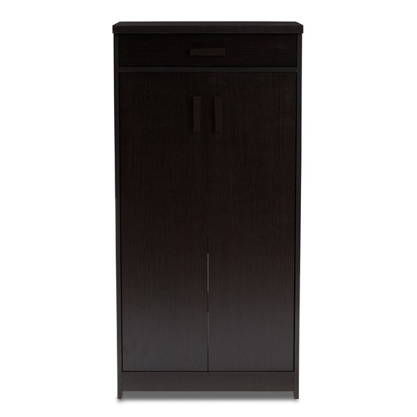 Contemporary Dark Brown Shoe Cabinet by Baxton Studio - - 22580565