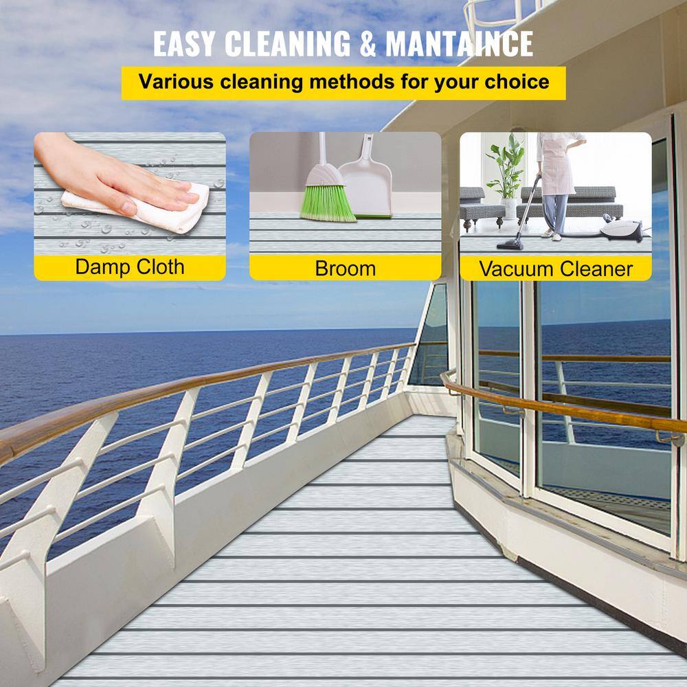 VEVOR Boat Decking Sheet 94.5 in. x 35.4 in. 6 mm Thick Self-Adhesive Non-Skid EVA Foam Faux Teak Decking 240X90EVAHSYMZNDBV0