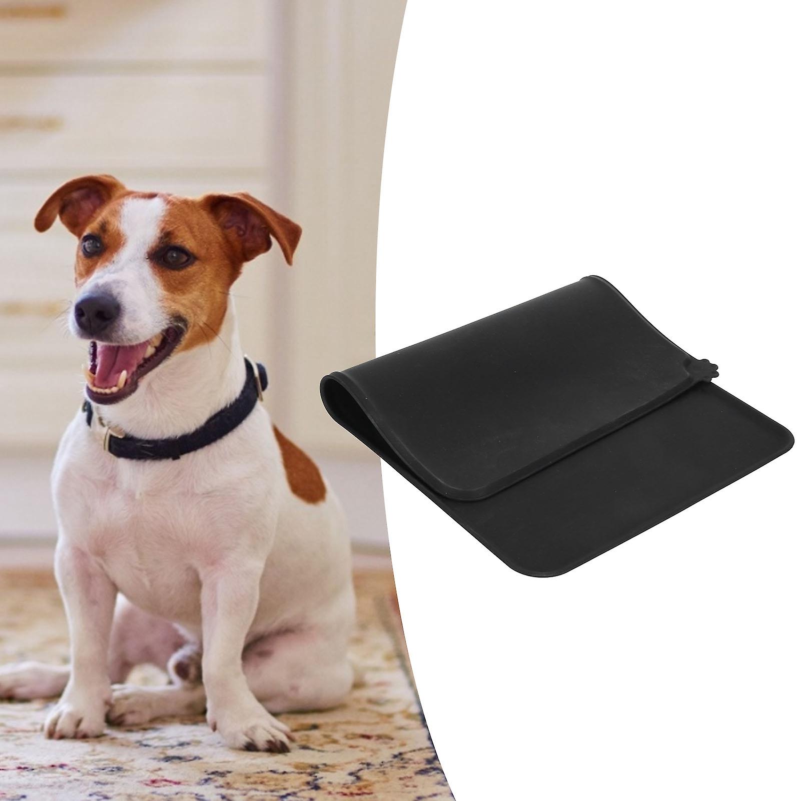 Silicone Pet Feeding Mat， Durable Waterproof Dog Cat Food Mats Non Slip Protects Floors Placemats For Water Bowl (1.5  11.6 Inch)[black]