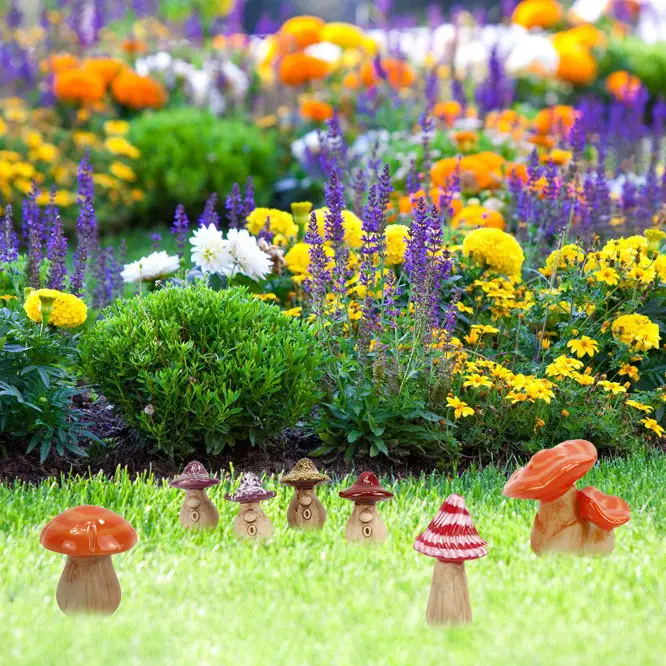 Cute Garden Decoration Artificial Plant Mushroom Ceramics Crafts Festival Gift Manor Lawn Ornament Ceramic Mushroom