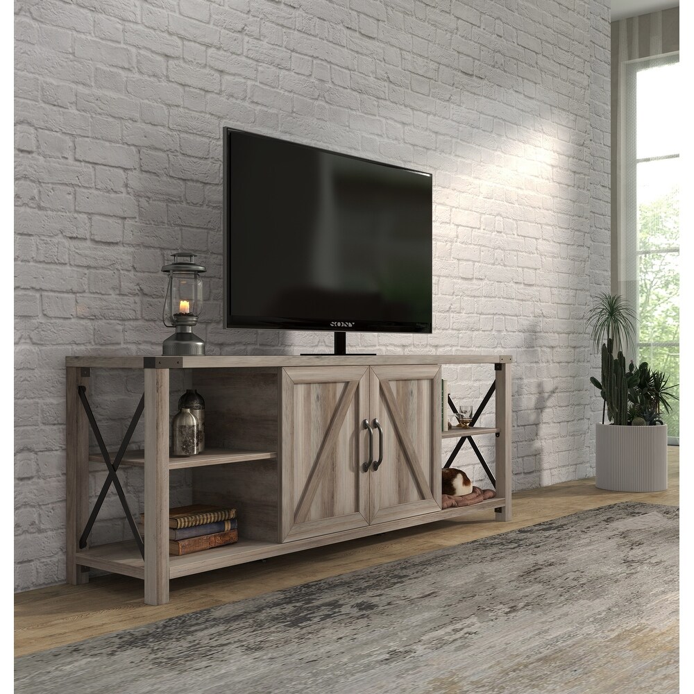 Modern Farmhouse Metal X Wood TV Stand for TVs up to 70\