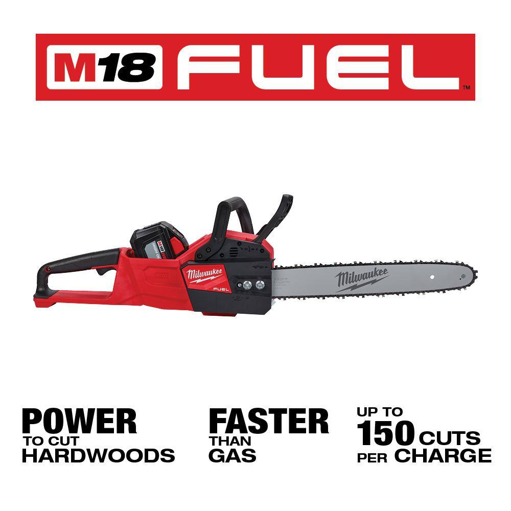 MW M18 FUEL 16 in. 18-Volt Lithium-Ion Brushless Battery Chainsaw Kit with Two High Output 12.0Ah Batteries 2727-21HD-48-11-1812