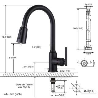 WOWOW Single-Handle Pull-Down Sprayer Kitchen Faucet with PowerSpray and Temperature Control in Oil Rubbed Bronze 2312701RB-AMUS