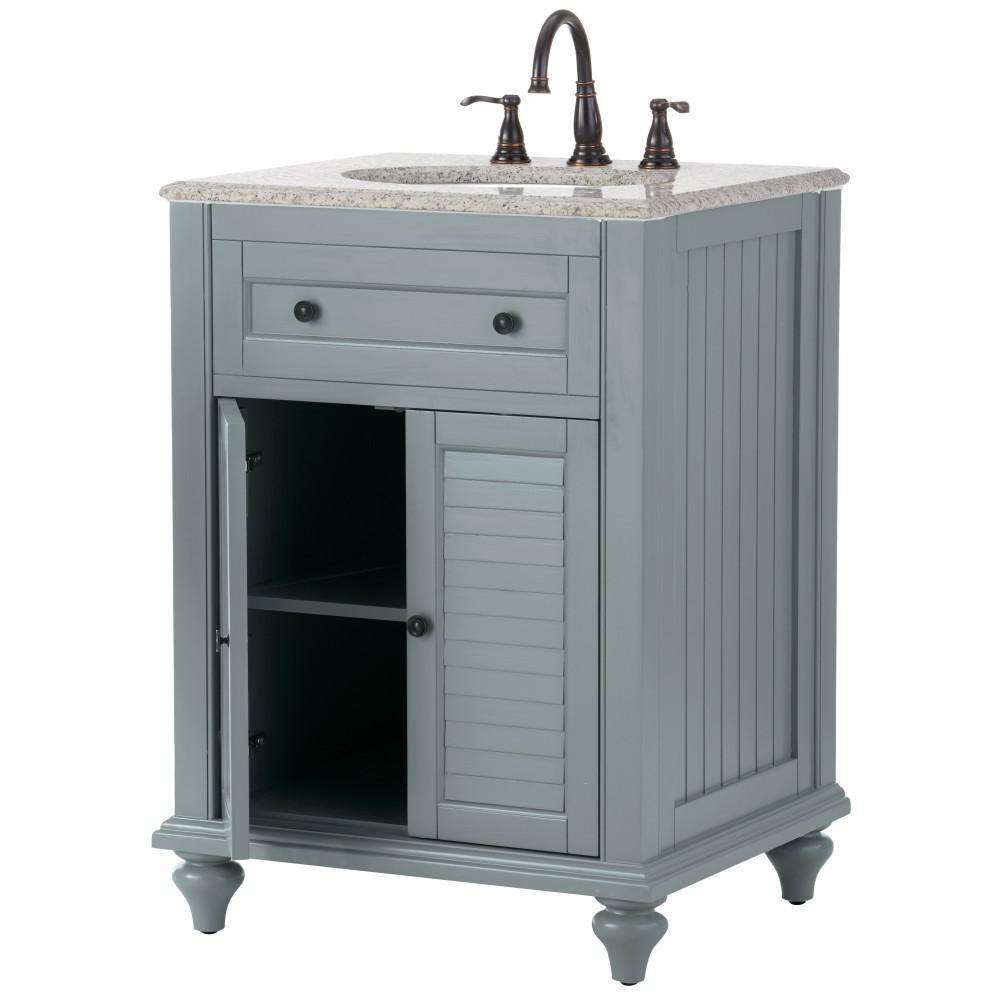 Home Decorators Collection Hamilton Shutter 25 in. W x 22 in. D Bath Vanity in Grey with Granite Vanity Top in Grey 10806-VS25H-GR