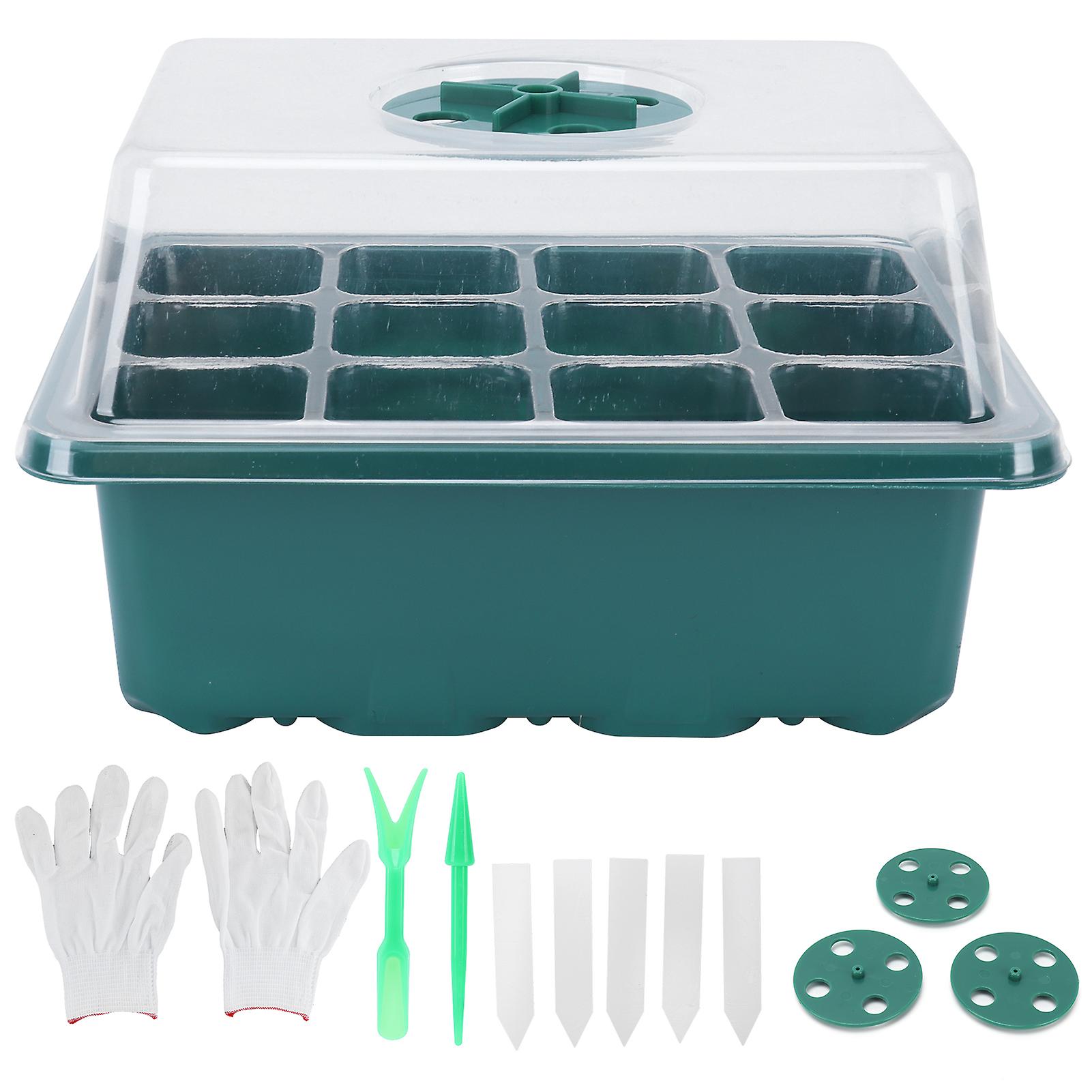 12grids Seedling Tray Garden Hydroponics Potted Plant Nursery Starter Kit Accessory