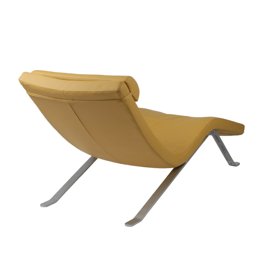 Goldenrod Faux Leather and Chrome Wavy Chaise Lounge Chair   65.95\