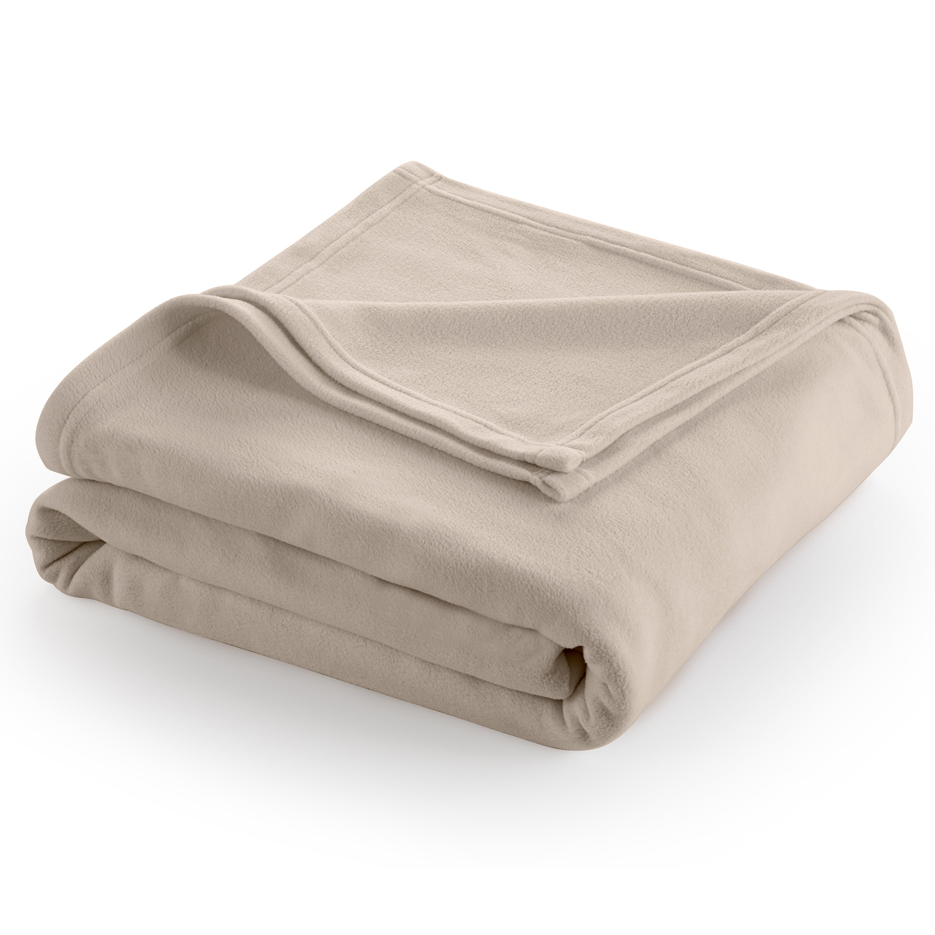 Martex Super Soft Fleece Low Lint Hotel Style Solid Pet Friendly Bed Sofa Blanket， Linen， Twin