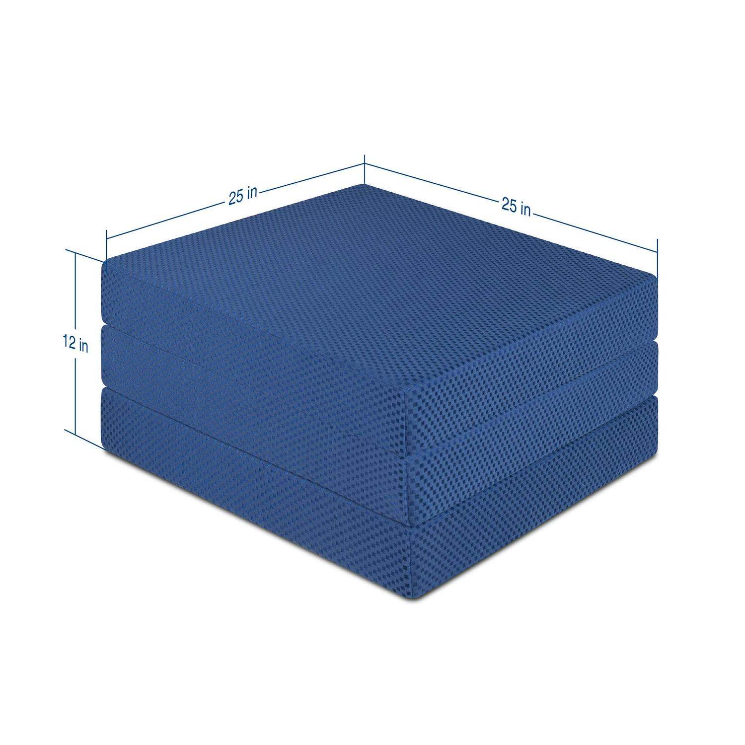 GrandRest 4and#8221; Tri-Fold Memory Foam Mattress， Blue， Single