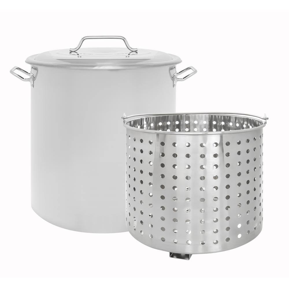 Concord 120 Quarts Stainless Steel Stock Pot with Steamer Basket NS120-BAK