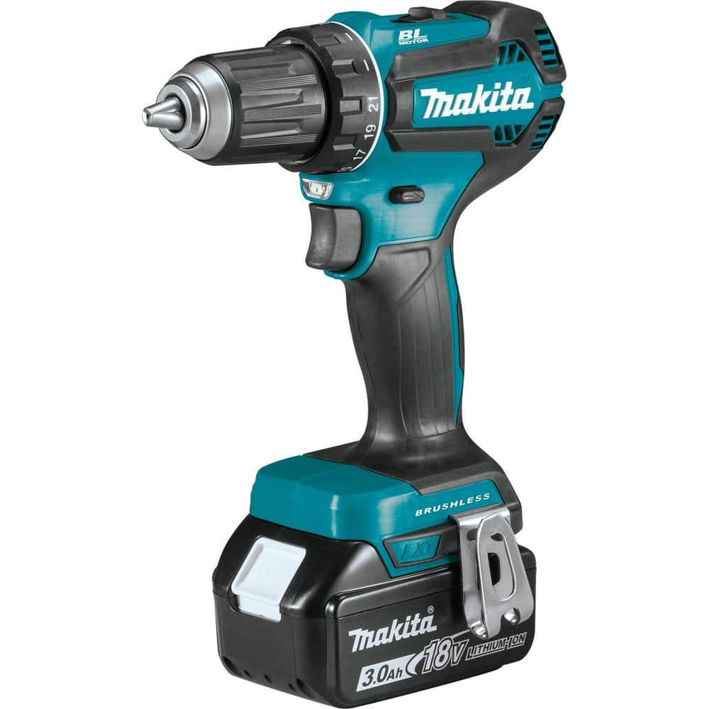 Makita 18V LXT Lithium-Ion Brushless Cordless 1/2 in. Driver-Drill Kit, 3.0Ah XFD131