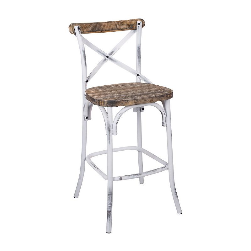 Zaire Bar Chair， Walnut and Antique White