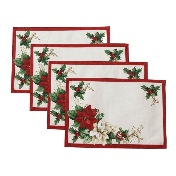 Red and White Poinsettias Placemat，Set of 4