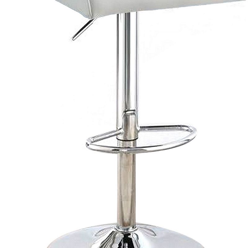 Adjustable Barstool with Rolled Button Tufted Back， Set of 2， White