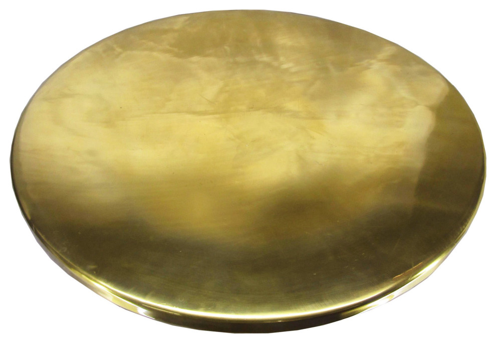 Benzara UPT 272897 Round Metal Coffee Table With Pedestal Base  Gold Brass   Contemporary   Coffee Tables   by Uber Bazaar  Houzz