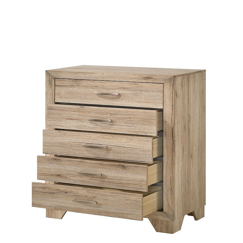 Wooden Chest with 5 Storage Drawers， Brown