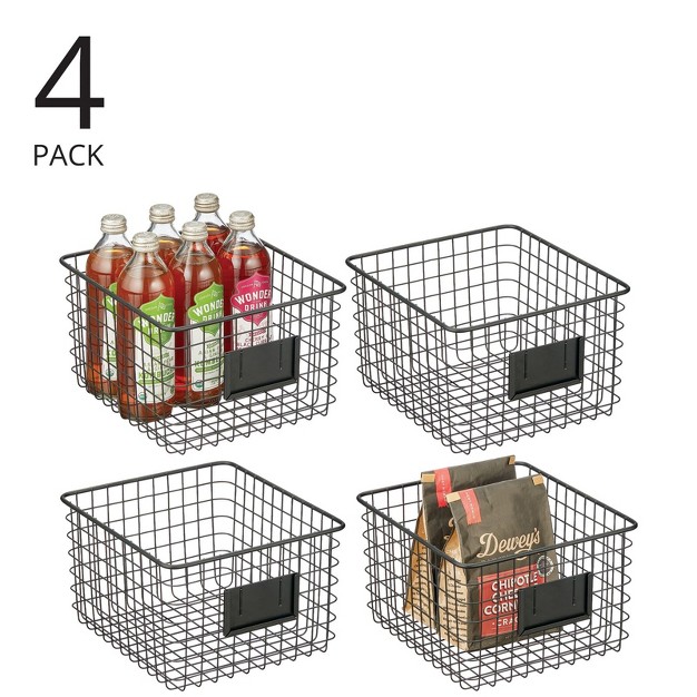 Mdesign Small Steel Kitchen Organizer Basket Label Slot