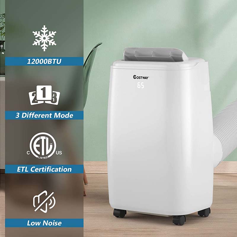 12000 BTU 3-in-1 Portable Air Conditioner Air Cooler Fan Dehumidifier with Remote Control, 3 Speeds & Sleep Mode