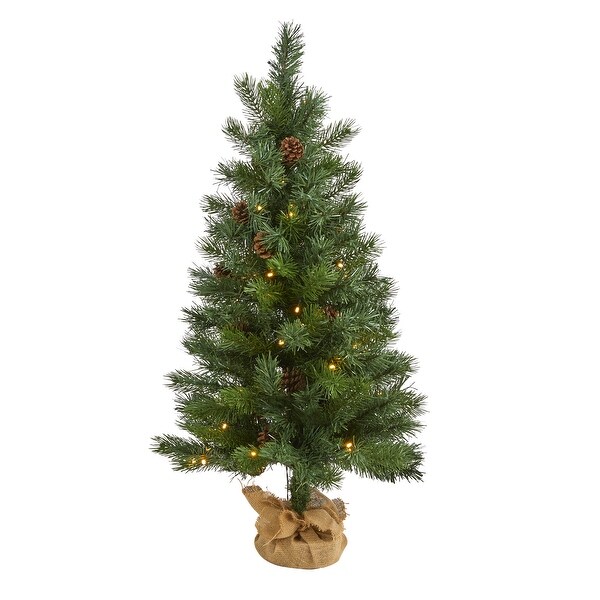 3' Fraser Fir Natural Look Artificial Christmas Tree with 50 Clear LED Lights，