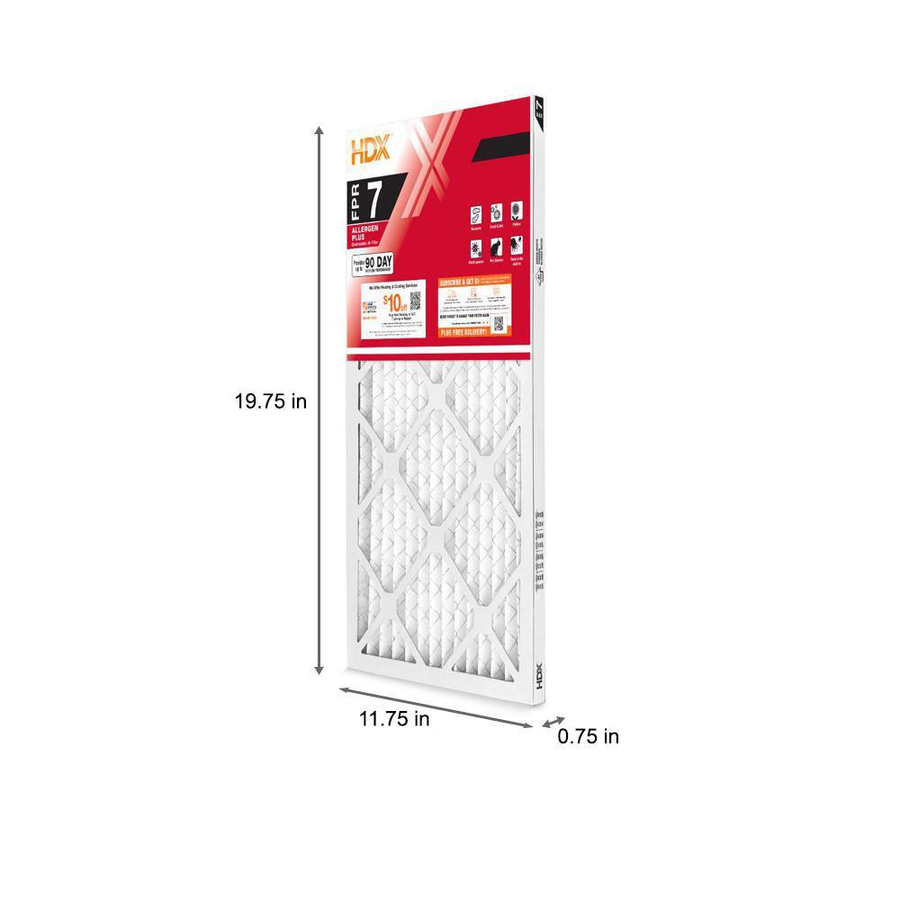 HDX 12 in. x 20 in. x 1 in. Allergen Plus Pleated Air Filter FPR 7 (2-Pack) HDX2P7-011220