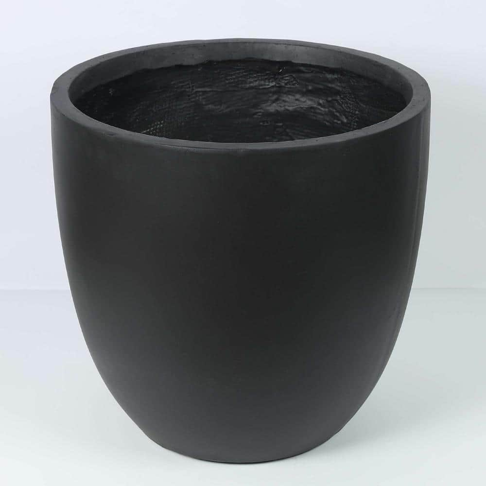 Luxen Home 17.2 in. H Round Tapered Black MgO Composite Planter Pot WH035-B