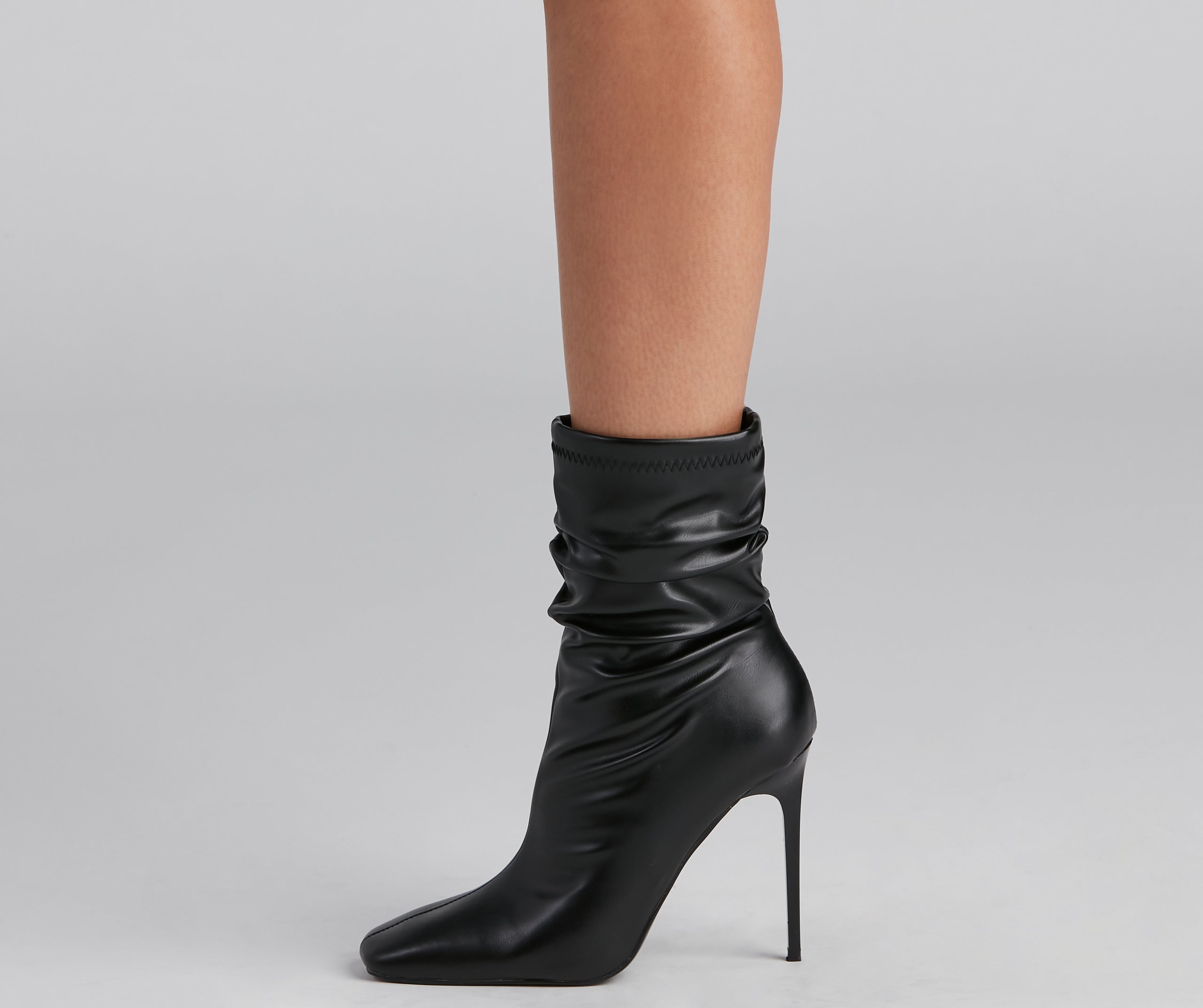 Ruched Life Faux Leather Booties