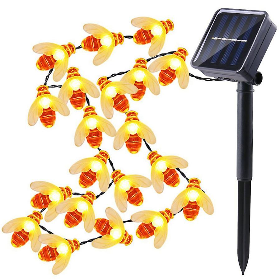 Waterproof Outdoor Cute Honey Bee Led Fairy String Lights Solar Bee Light  Christmas Garland Lights For Garden Fence Patio