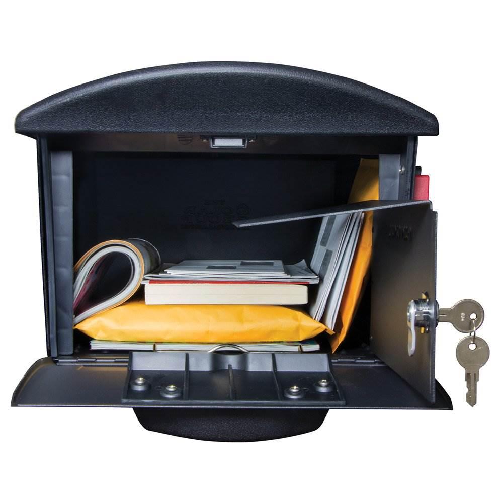 Gibraltar Mailboxes Mailsafe Large， Plastic， Locking， Post Mount Mailbox， Black， RSKB0000