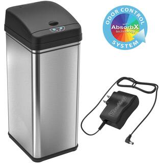 iTouchless 13 Gal. Stainless Steel Motion Sensing Touchless Trash Can with AC Adapter and Odor Control System DZT13PAC