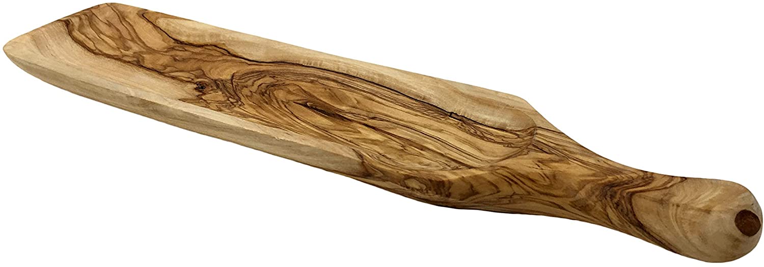 AramediA Handmade Olive Wood Serving Tray， Charcuterie Platter Cheese Board， Handmade and Hand Carved by Artisans – Dimensions: 14 x 3.25 (Inch)