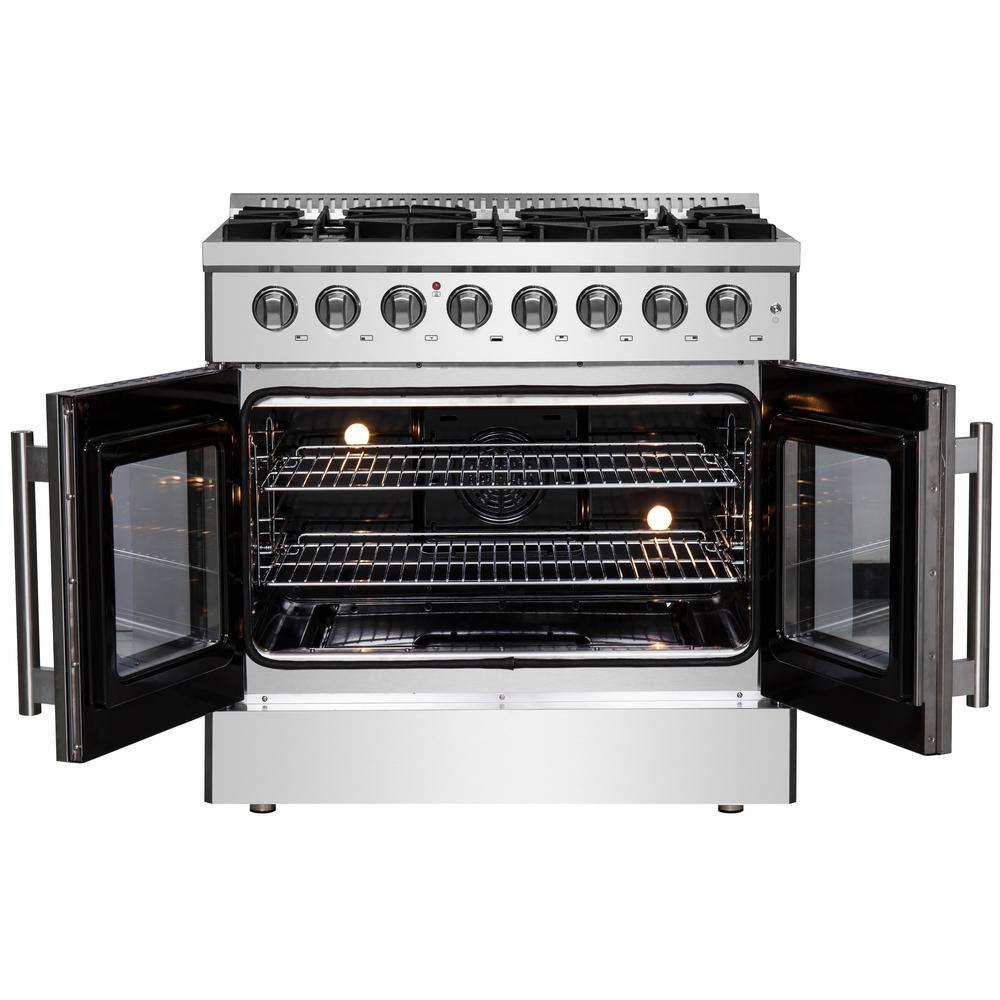 Forno Galiano 36 in. Freestanding French Door Double Oven Dual Fuel Range 6 Burners Stainless Steel FFSGS6356-36