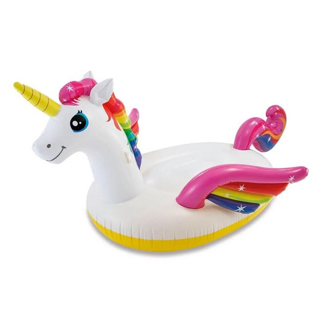 Intex Durable Premium Raft Grade Vinyl Unicorn Inflatable Ride On Pool Float With 2 Heavy Duty Handles And Repair Patch Multicolor