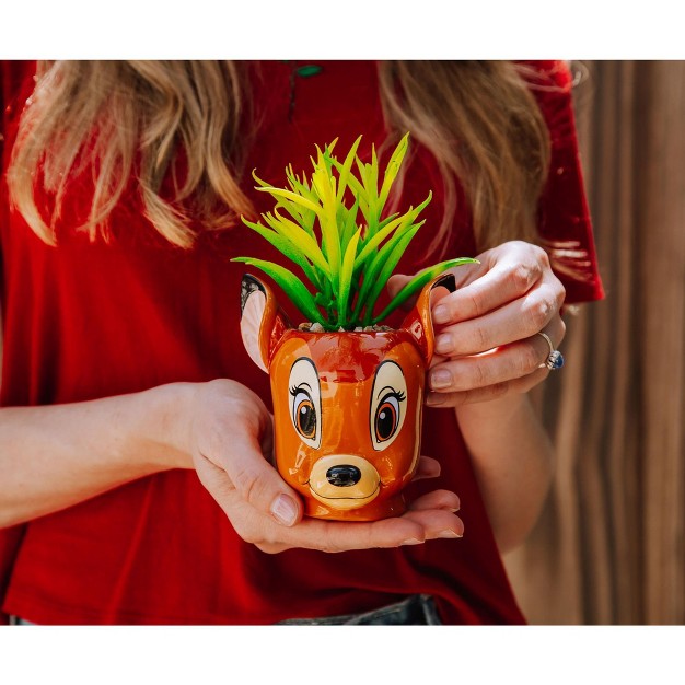 Silver Buffalo Disney Bambi 5 inch Ceramic Mini Planter With Artificial Succulent