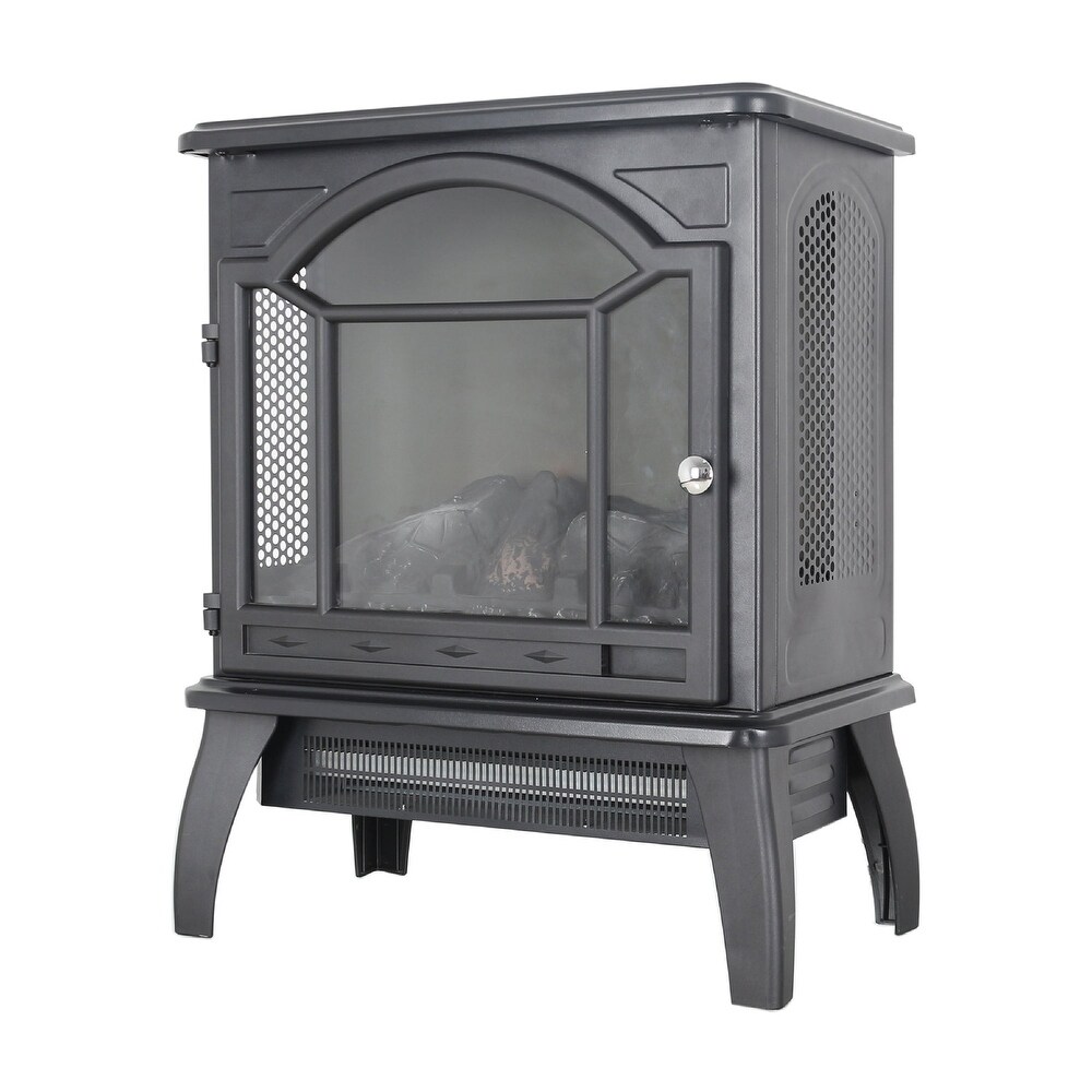 18 Inch 3D Infrared Electric Fireplace Stove in Antique Black with Remote Control   18\