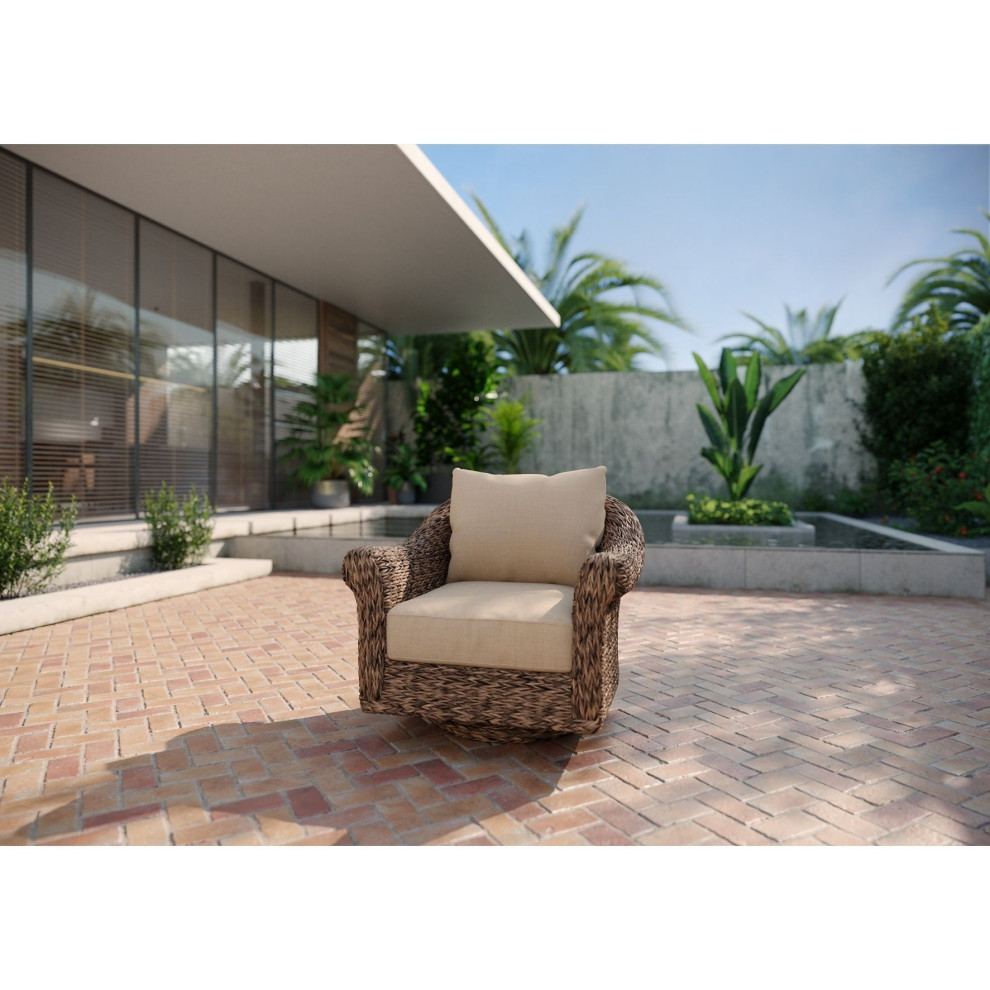 Cayman Swivel Glider Lounge Chair  Heritage Brown   Tropical   Outdoor Lounge Chairs   by Winston Furniture Company of Alabama  LLC  Houzz