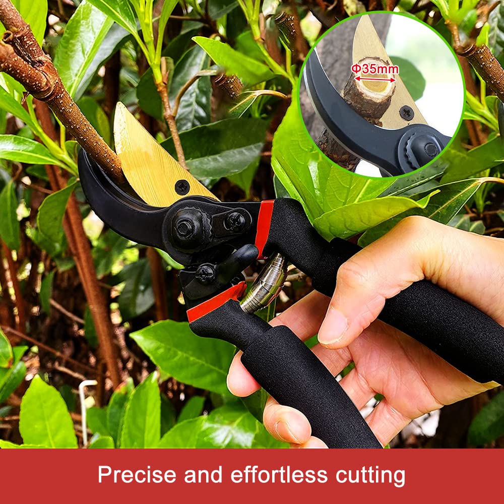 Muerk 8.7"Bypass Pruning Shears for  Garden - Heavy-Duty, Ultra Sharp Pruners Made with Japanese Grade Stainless Steel - Perfectly Cutting Through Anything in Your Yard