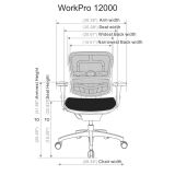 WorkPro 12000 Series Ergonomic Mesh/Fabric Mid-Back Chair， Black/Black， BIFMA Certified