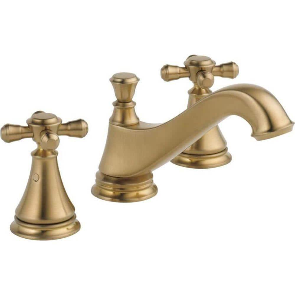 Delta Cassidy 8 in Widespread 2Handle Bathroom Faucet with Metal Drain Assembly in Champagne Bronze