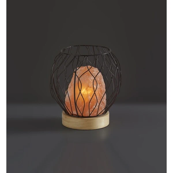 Adesso Black Wire Hope Himalayan Salt Table Lamp - 8 in W x 8 in H x 8 in D