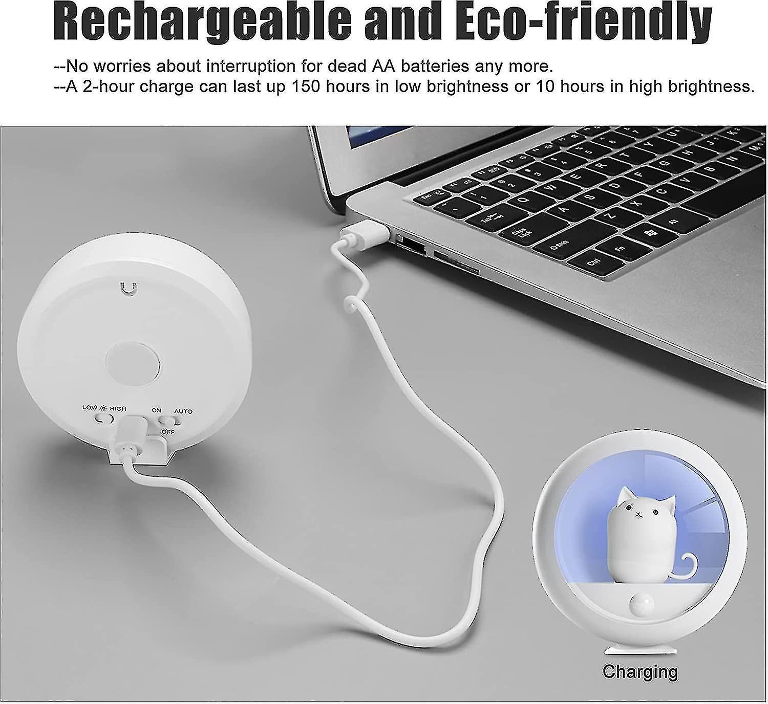 Liangnv Rechargeable Motion Sensor Night Light Magnetic Nightlights Adjustable Brightness Stick-anyw