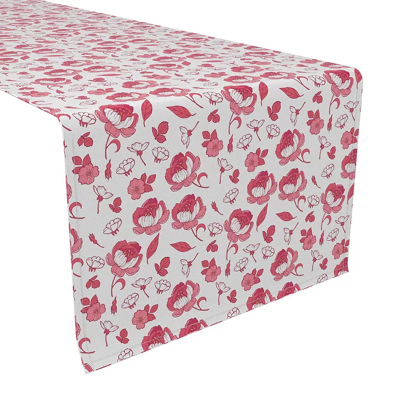 Table Runner， 100% Cotton， 16x90， Pink Floral Design