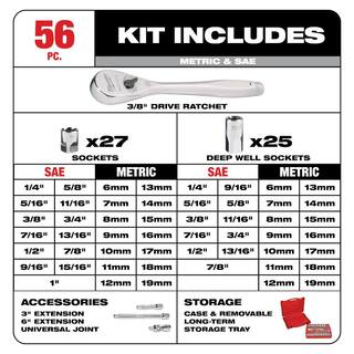 MW 38 in. and 12 in. Drive SAEMetric Ratchet and Socket Mechanics Tool Set (103-Piece) 48-22-9008-48-22-9010