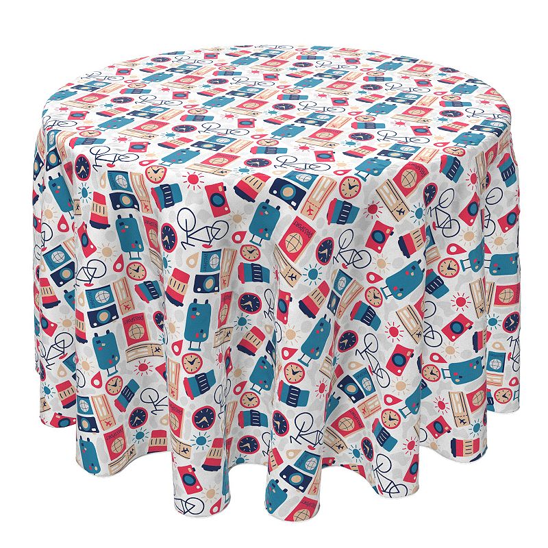 Round Tablecloth， 100% Cotton， 60 Round， Tourist Travels