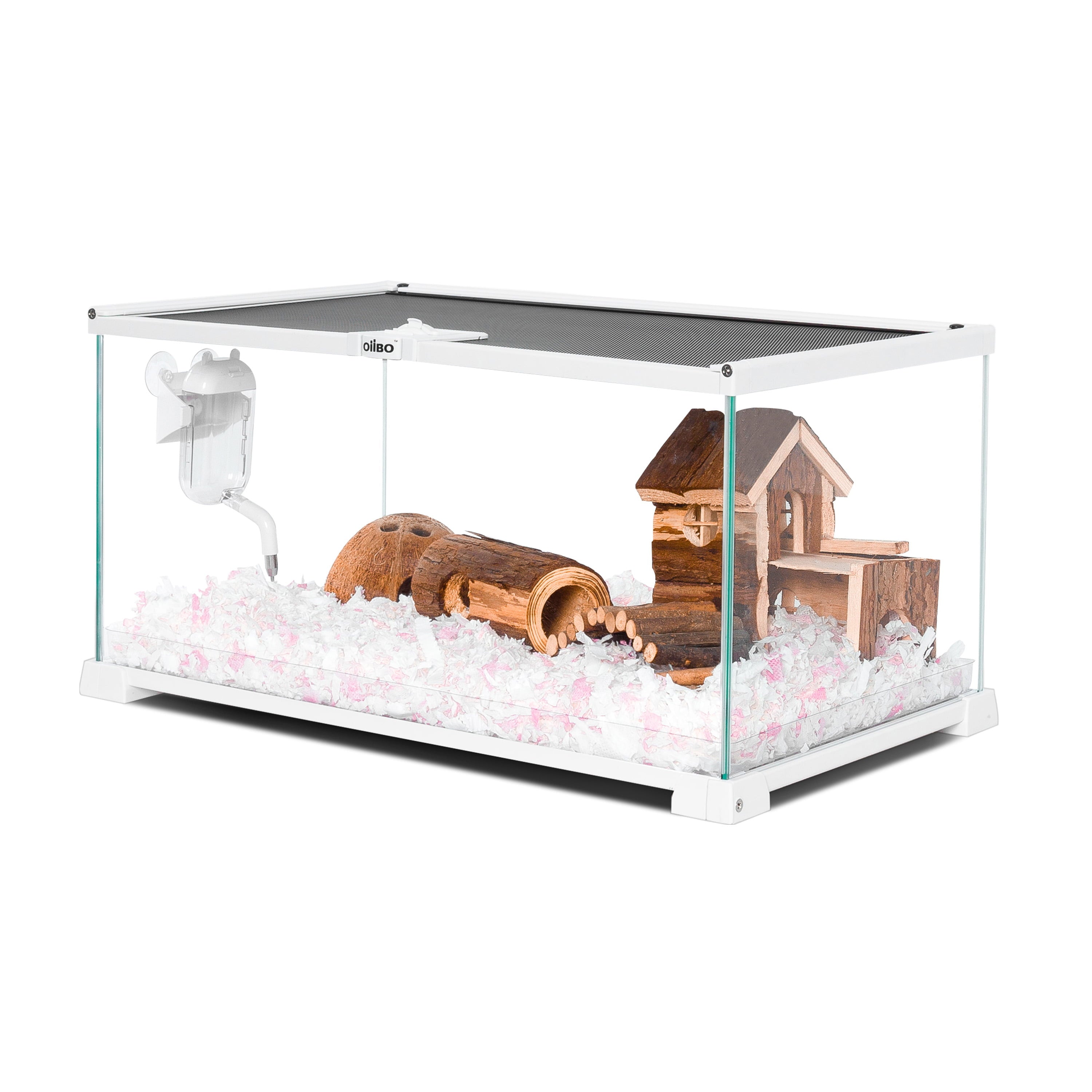 OiiBO Knock-Down Mini Glass Reptile Habitat， 360 Rotation， 20”×12”×10”(10 gallon)