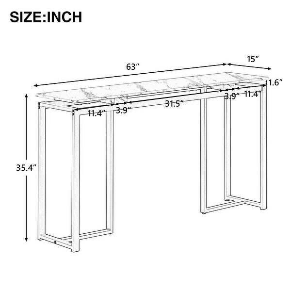 Console Table， Extra Long Entryway Table with Metal Frame|Pi