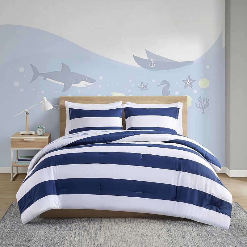 Urban Habitat Kids Dakota Shark Stripe Reversible Cotton Comforter Set