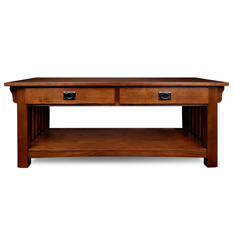 Leick Furniture 2-Drawer Medium Oak Finish Coffee Table