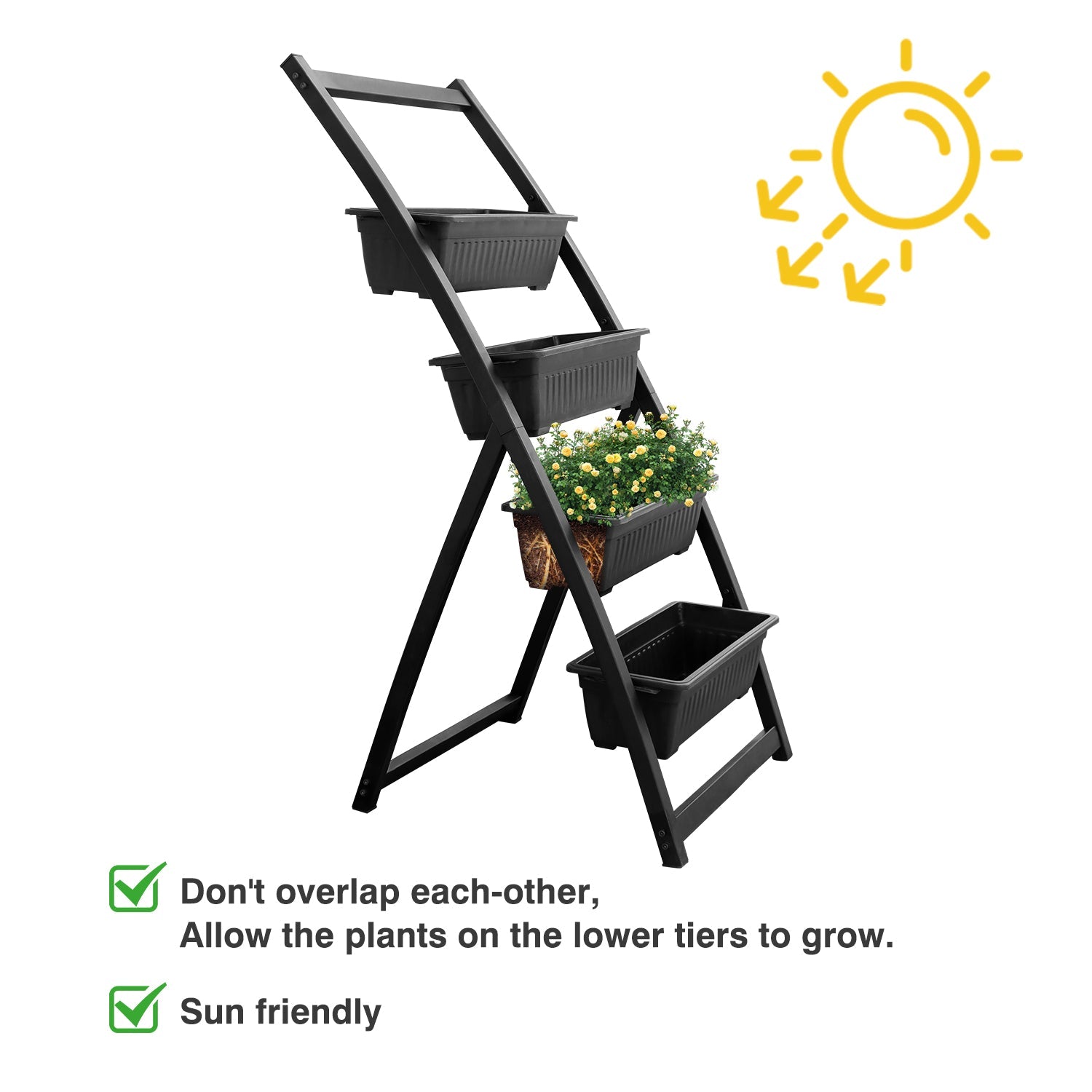 Vertical Elevated Planter with 4-Tiered Planter Boxes, Raised Garden Bed 4FT Self Watering Garden Pots for Plants Herb Vegetable Fruit